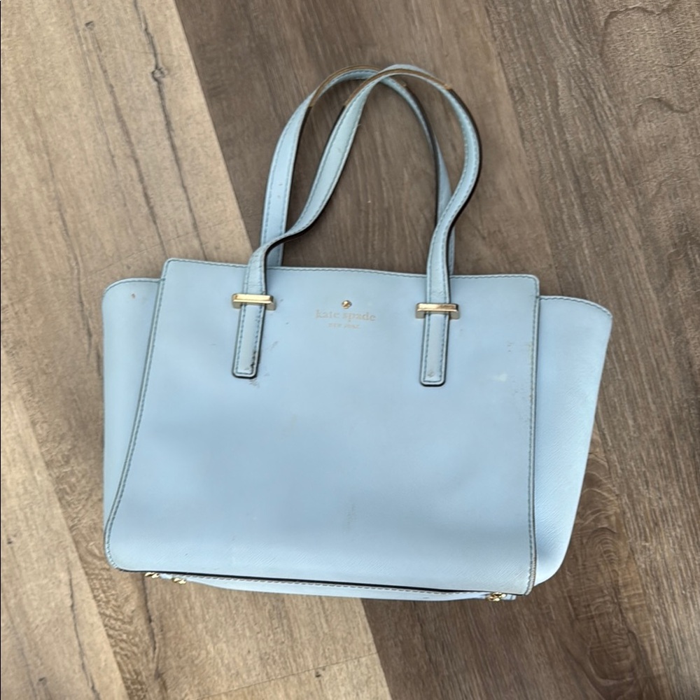 Kate Spade Blue Tote Bag with brass Hardware